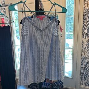 Lilly Pulitzer Blue and White Striped Top